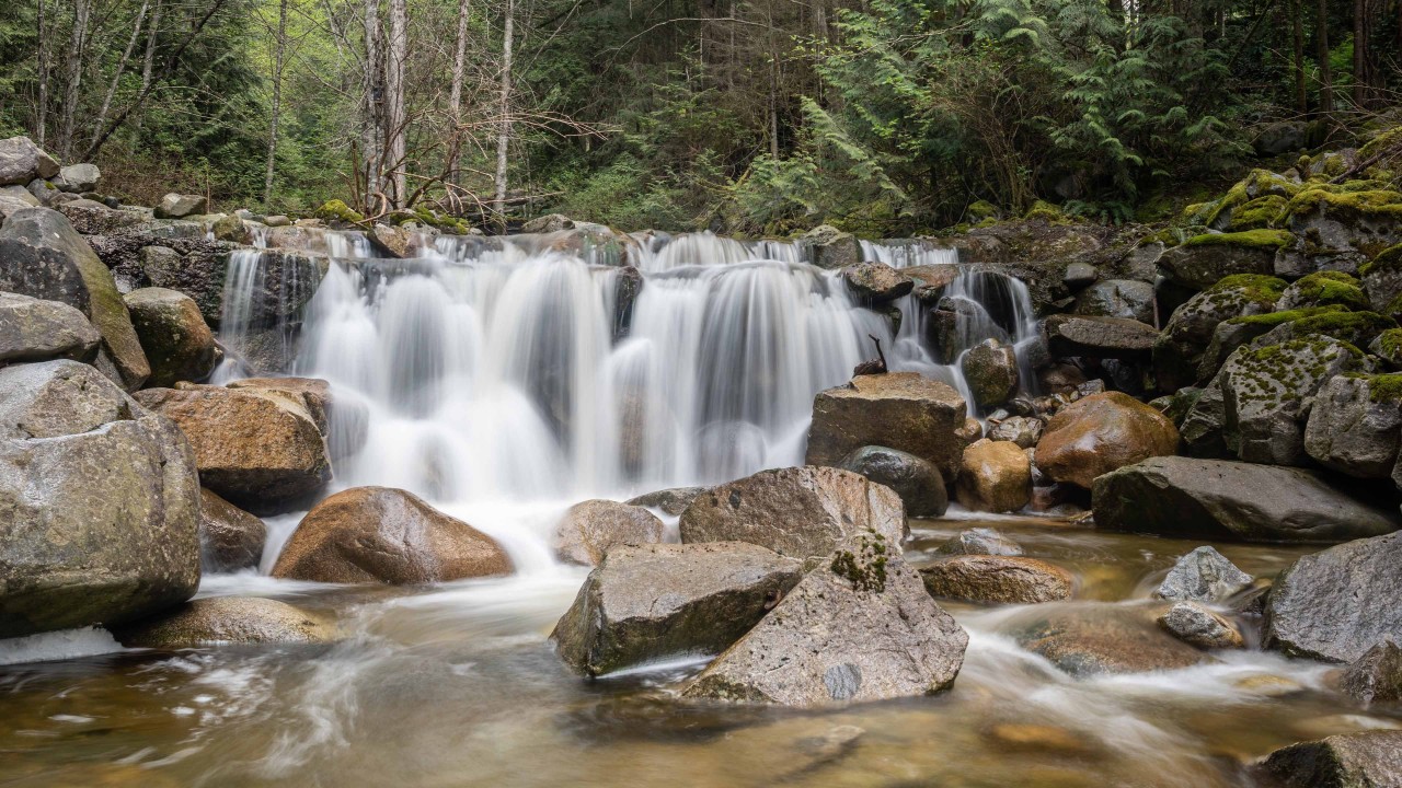 white-water-and-green-moss - One of the best waterfall locations for photography that I have ever visited in Vancouver British Columbia Canada