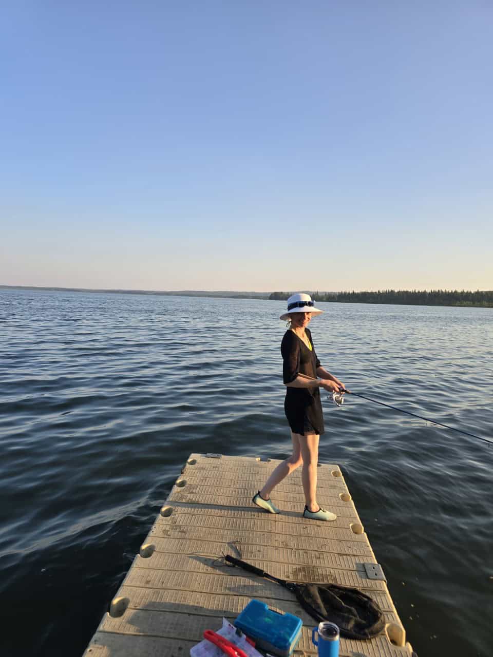 Dock Fishing on Cow Lake Alberta - Enjoying a nice evening on Cow Lake in central Alberta 