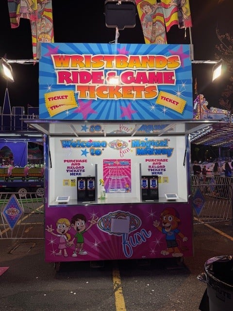 An-Automated-Ticket-Box-at-West-Coast-Amusements-in-Victoria-BC - While times have changed the fun remains at West Coast Amusements (WCA) midway at Mayfair Mall in Victoria, BC.

Since its first fair in Port Alberni, BC in 1962, West Coast Amusements has modernized with digital ticketing, LED signage, and new concessions. Now, four generations of the Hauser family run three traveling units across BC, Alberta, and Saskatchewan as well as a fourth unit that tours Northwestern United States. WCA employs over 300 people.

Buy an all-day wristband to ride all the rides all-day!