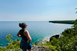 Taking-in-the-view-from-Overhanging-Point-Bruce-Trail-Ontario
