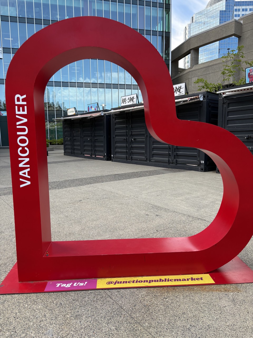 Vancouver-Love-Vancouver-Waterfront - The waterfront is a busy spot with tourists coming and going from cruises and waterfront walks. Selfie stations provide opportunities for photos along the way.
