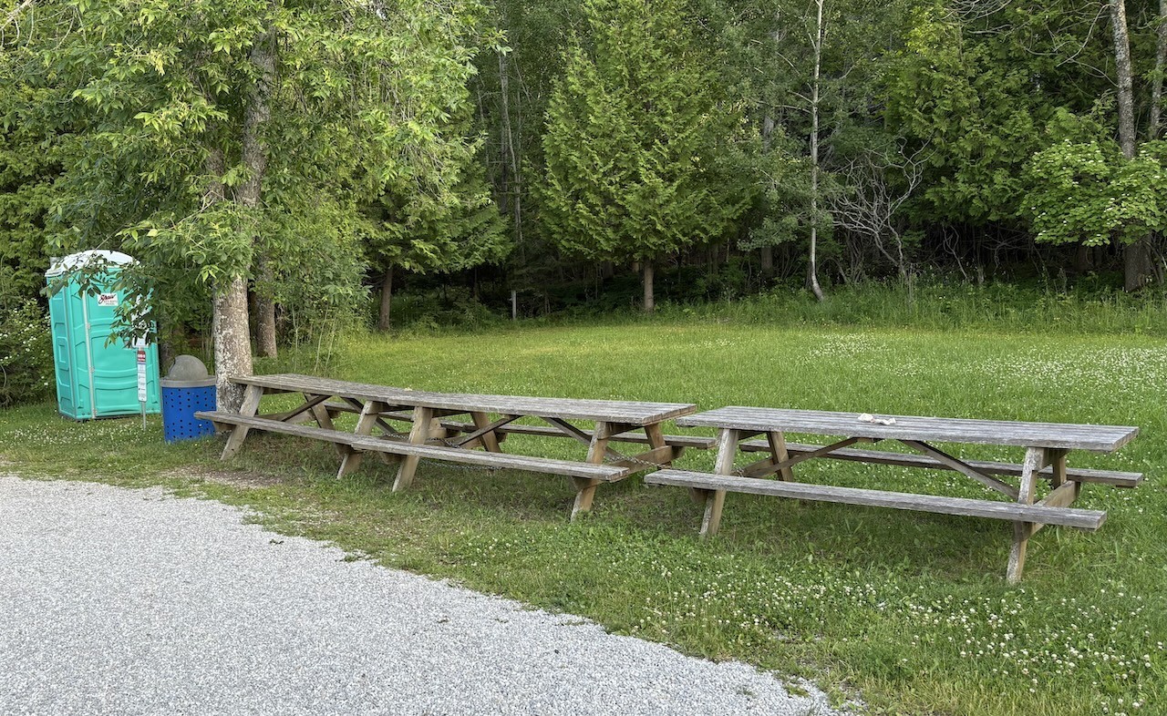Janet-Head-Lighthouse-Parking-and-Picnic-Area - There is a small parking lot and picnic area on the Janet Head Lighthouse grounds for visitors use in Manitoulin Island, Ontario, Canada.