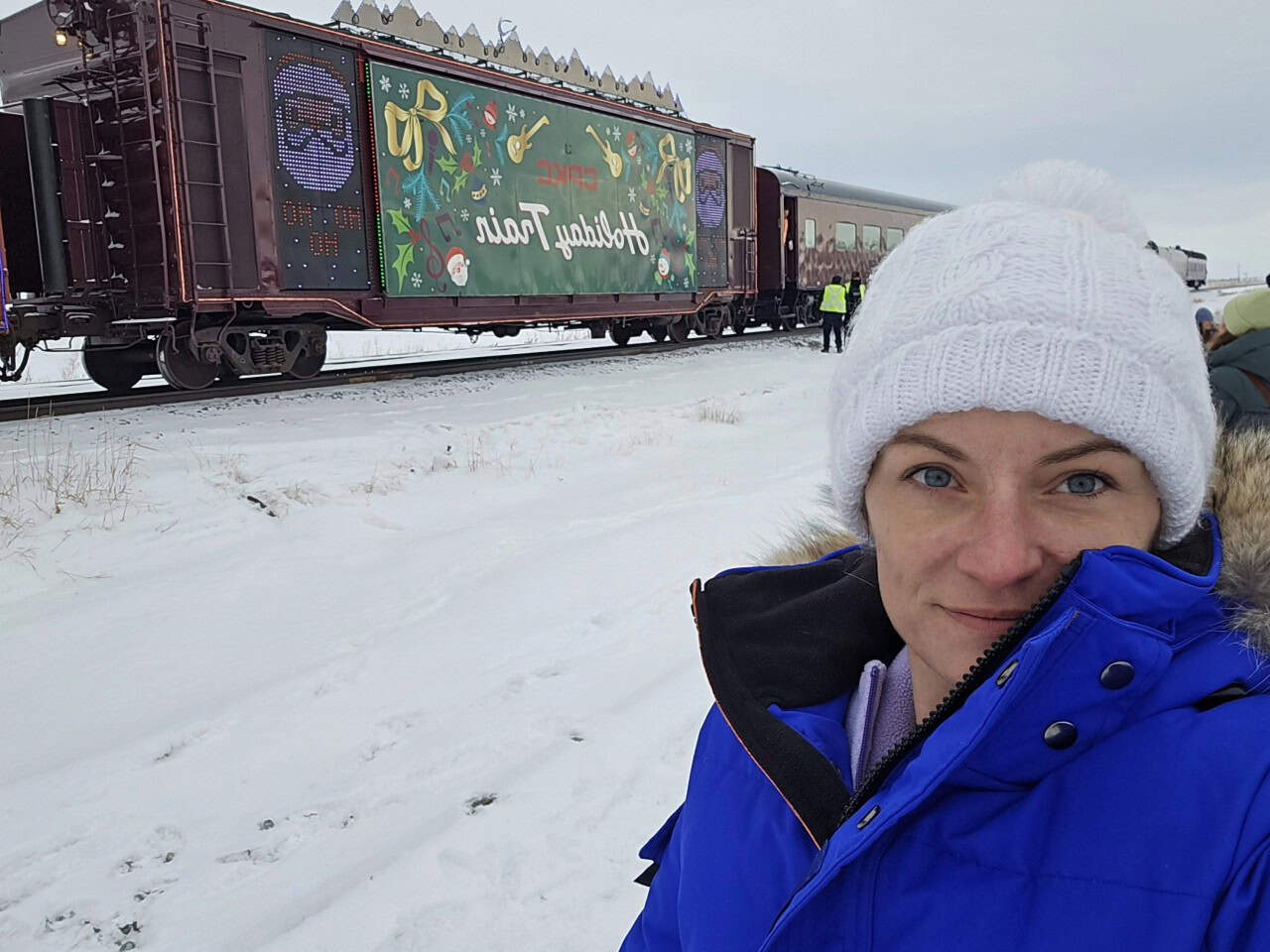 Fun Times at the CPKC Holiday Train Event - A quick selfie with the Holiday Train after a fun performance by the Barenaked Ladies. 
