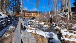 Marysville Falls Boardwalk Overlooking Log Bridge Winter Hike Kimberley BC