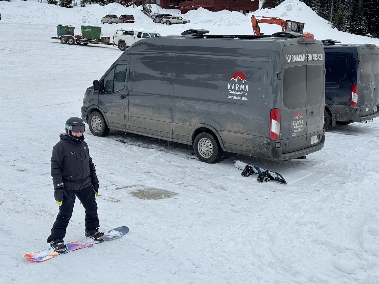 Ski-in-ski-out-Apex-British-Columbia - The Gunbarrel Upper Parking lot at Apex Mountain Resort in British Columbia Canada has spots for overnight parking. This allows for ski in ski out accommodations.