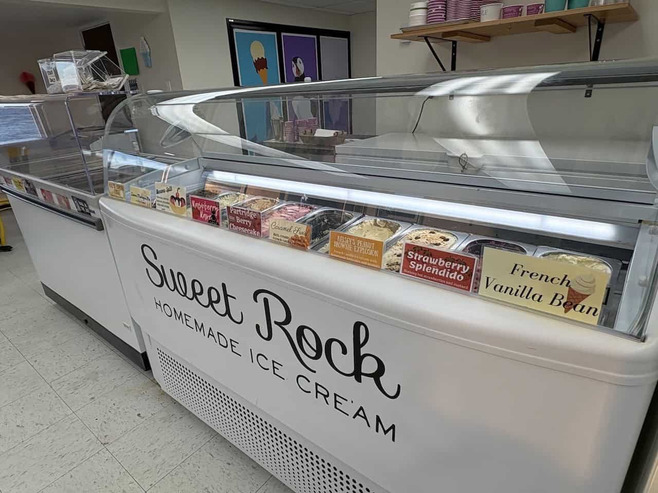 Scoops-at-Sweet-Rock-Ice-Cream - Sweet Rock sold scoops of ice cream on a cone or in a dish, but we ended up choosing to share a small tub of ice cream.