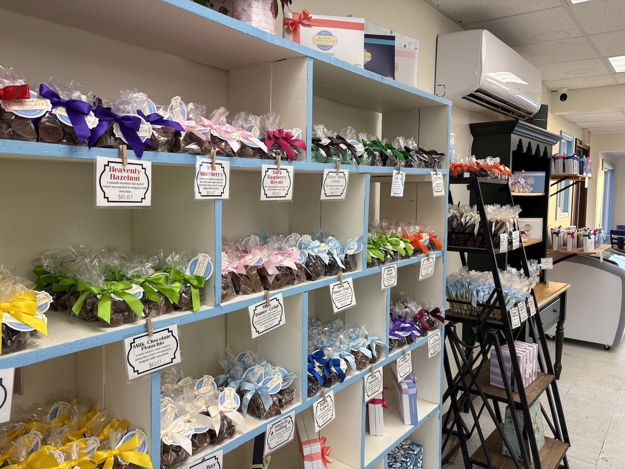 Chocolates-and-Treats-at-Sweet-Rock-Ice-Cream - Aunt Sarah's Chocolate Shop offered customers the opportunity to purchase a variety of beautifully packaged chocolate treats at Sweet Rock in Rocky Harbour.