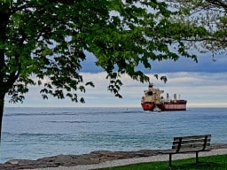 Great Lakes Freighter on the St. Claire River - Point Edward Ontario Canada 