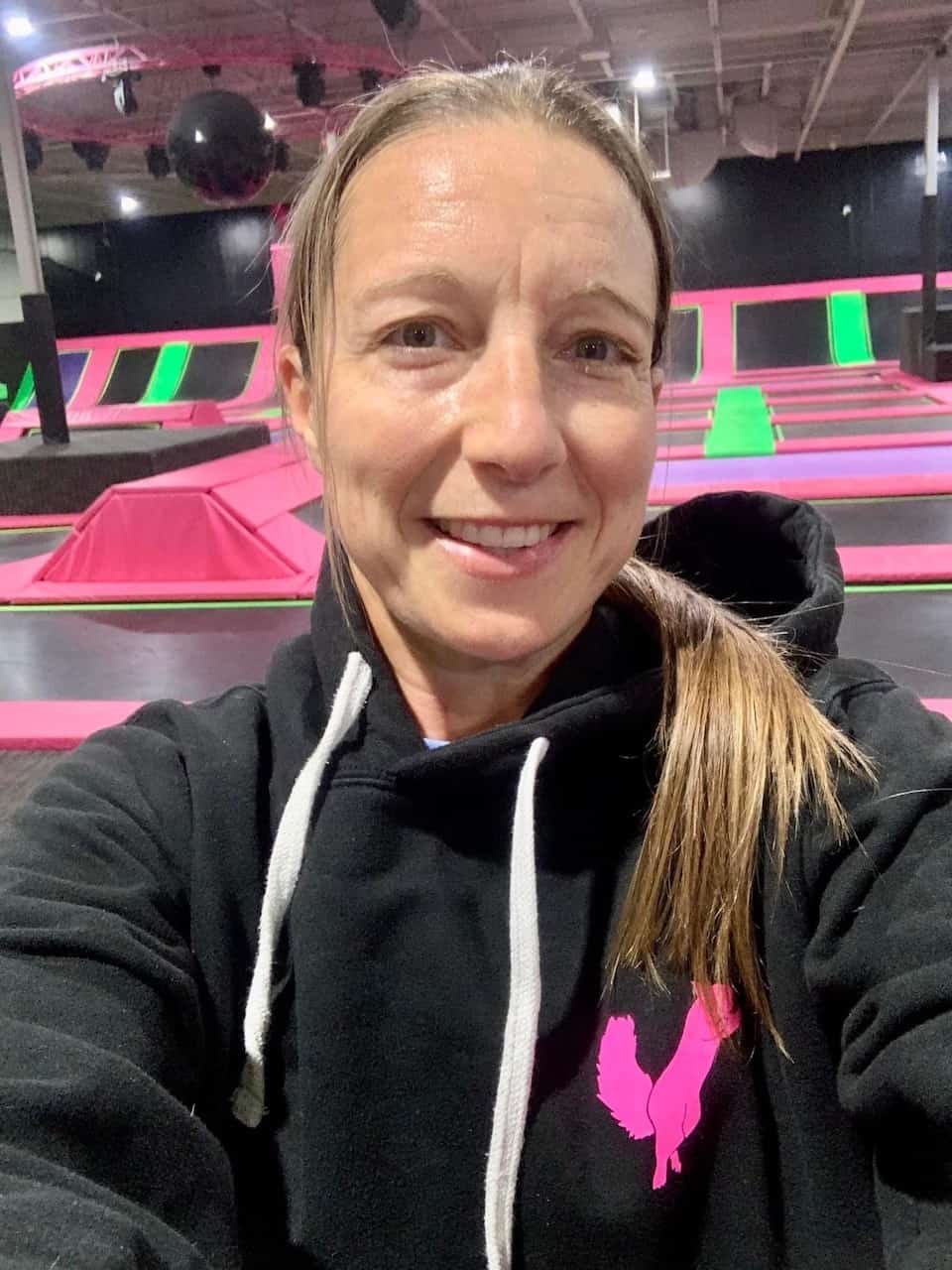Flying Squirrel Trampoline Selfie - The Flying Squirrel Indoor Trampoline Park in Hamilton, Ontario, Canada is one of my favourite places to jump! It is a fun way to be active and get a great workout!