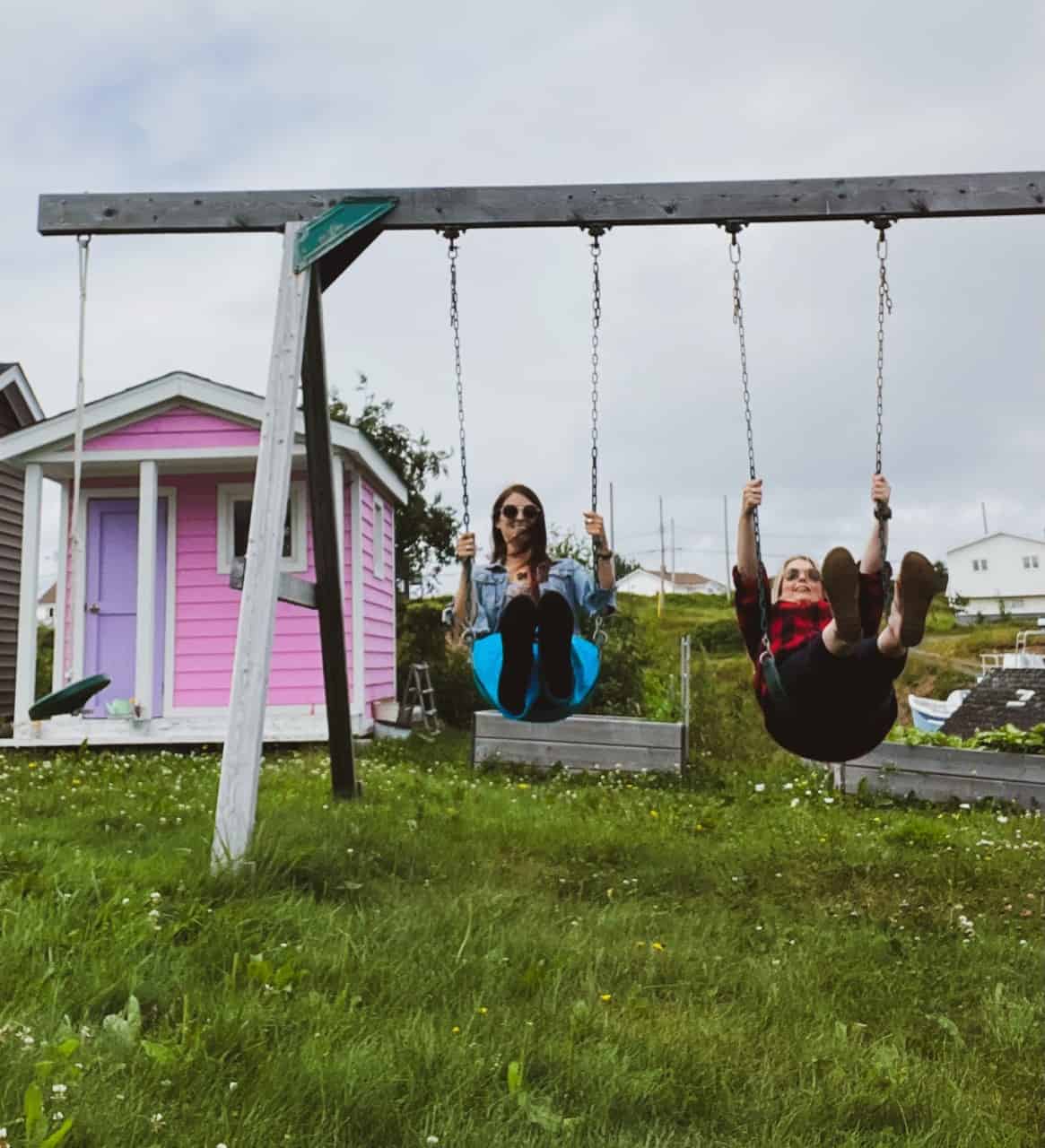 Twillingate Newfoundland and Labrador Canada is an Outdoor Playground - Twillingate Newfoundland is an outdoor playground for adventure enthusiasts and explorers. I felt like a kid again playing on this swing set at a friends house. 